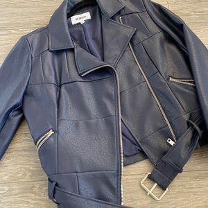 BB DAKOTA Navy Blue Leather Jacket